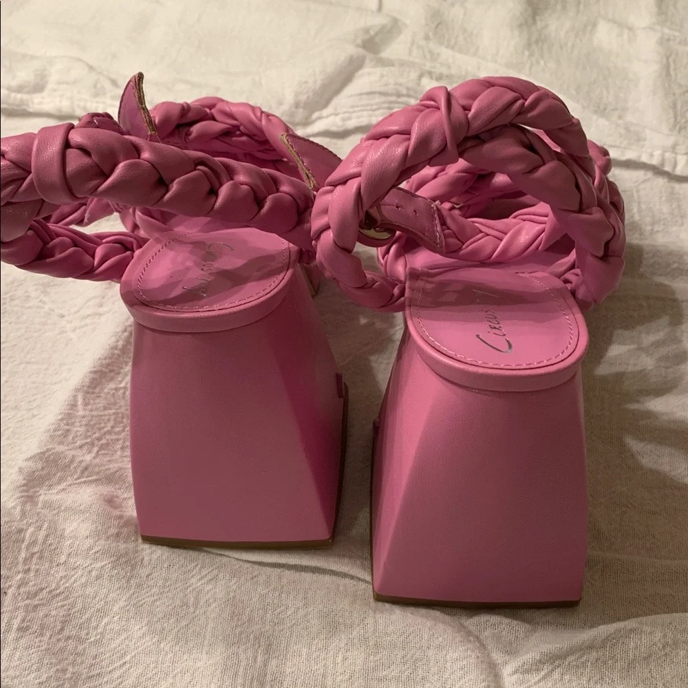 Circus By Sam Edelman Braided Platform Block Heel Sandals Pink Size 7.5 & 8 NEW